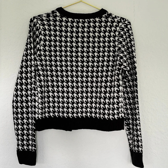 NWT BCBG Maxazria Black & White Houndstooth Print Cardigan M - Picture 3 of 7
